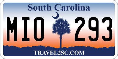 SC license plate MIO293