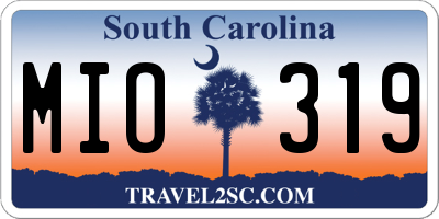 SC license plate MIO319