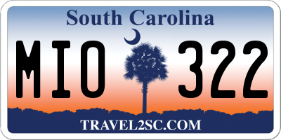 SC license plate MIO322