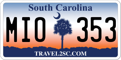 SC license plate MIO353