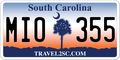 SC license plate MIO355