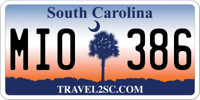 SC license plate MIO386