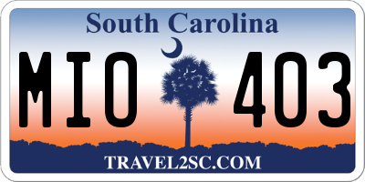 SC license plate MIO403