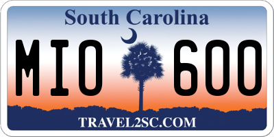SC license plate MIO600