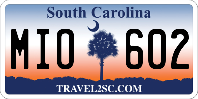 SC license plate MIO602