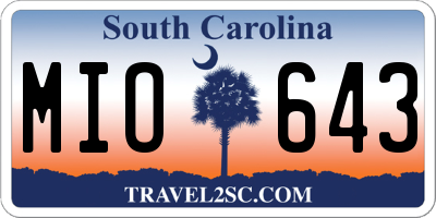 SC license plate MIO643