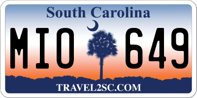 SC license plate MIO649