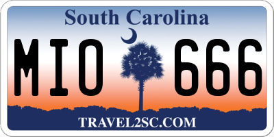 SC license plate MIO666