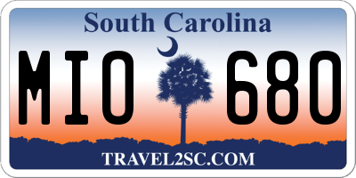 SC license plate MIO680