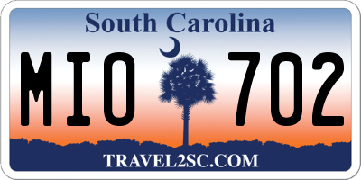 SC license plate MIO702