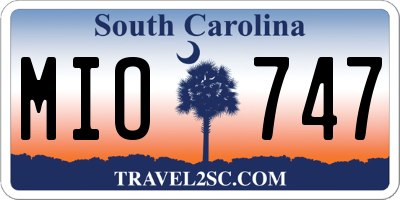 SC license plate MIO747