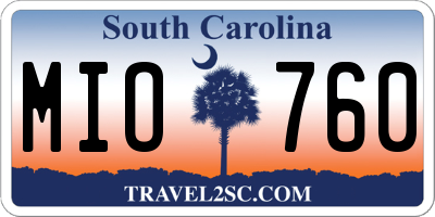 SC license plate MIO760