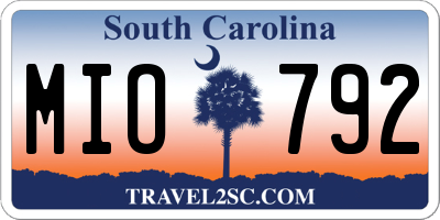 SC license plate MIO792