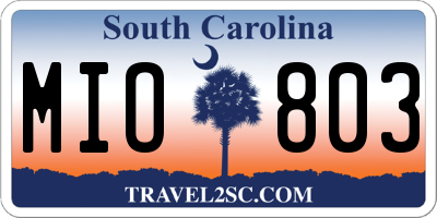 SC license plate MIO803
