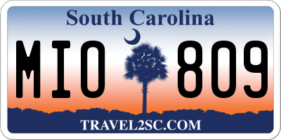SC license plate MIO809