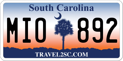 SC license plate MIO892