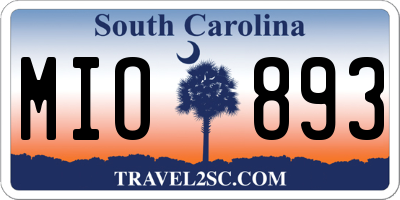 SC license plate MIO893