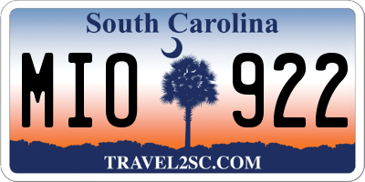 SC license plate MIO922