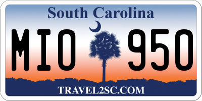 SC license plate MIO950