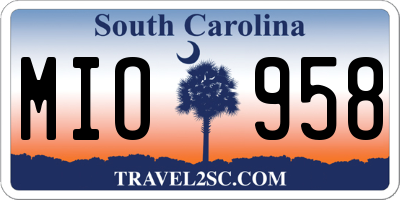 SC license plate MIO958