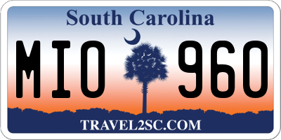 SC license plate MIO960