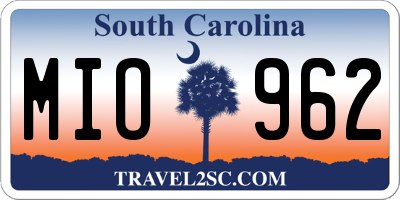 SC license plate MIO962