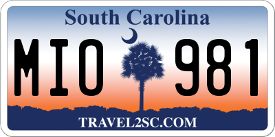 SC license plate MIO981