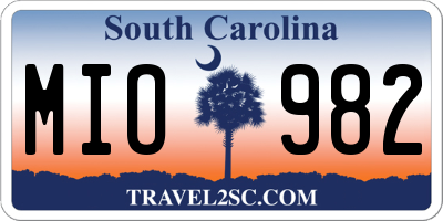 SC license plate MIO982