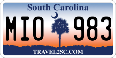 SC license plate MIO983