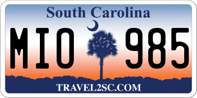 SC license plate MIO985