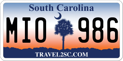 SC license plate MIO986