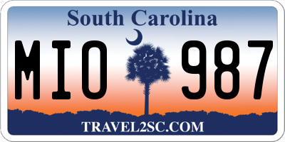 SC license plate MIO987