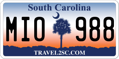 SC license plate MIO988