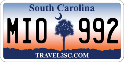 SC license plate MIO992
