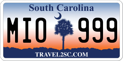 SC license plate MIO999