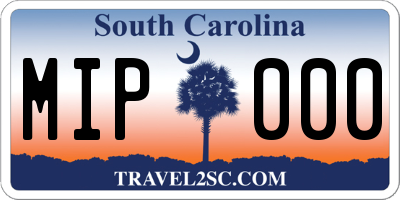 SC license plate MIP000