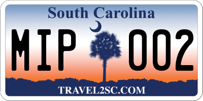 SC license plate MIP002