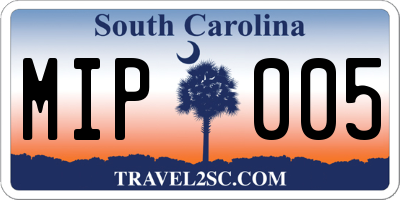SC license plate MIP005