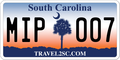 SC license plate MIP007