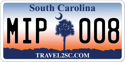 SC license plate MIP008