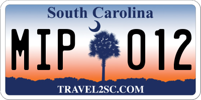 SC license plate MIP012