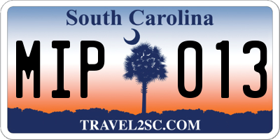 SC license plate MIP013
