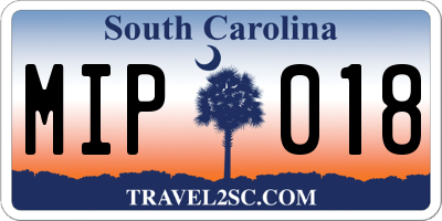 SC license plate MIP018