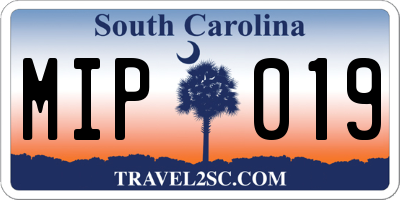 SC license plate MIP019