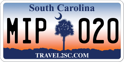 SC license plate MIP020