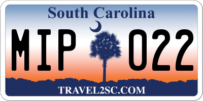 SC license plate MIP022