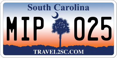 SC license plate MIP025