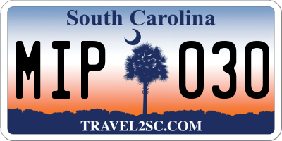 SC license plate MIP030