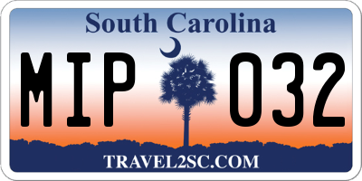 SC license plate MIP032