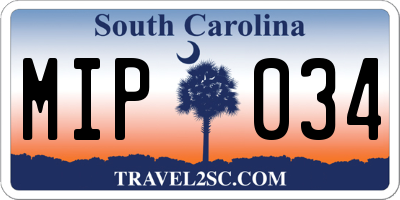 SC license plate MIP034